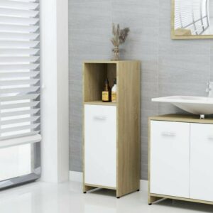 Meuble e de bain beige et blanc